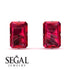 Hidden Halo Emerald Cut Ruby Earrings - Vanessa No. 26