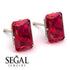 Hidden Halo Emerald Cut Ruby Earrings - Vanessa No. 11
