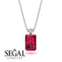Hidden Halo Emerald Cut Ruby Necklace - Vanessa No. 57 image 9