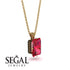Hidden Halo Emerald Cut Ruby Necklace - Vanessa No. 40