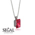 Hidden Halo Emerald Cut Ruby Necklace - Vanessa No. 12