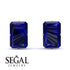 Hidden Halo Emerald Cut Sapphire Earrings - Vanessa No. 73
