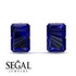 Hidden Halo Emerald Cut Sapphire Earrings - Vanessa No. 74