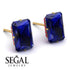 Hidden Halo Emerald Cut Sapphire Earrings - Vanessa No. 58