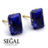 Hidden Halo Emerald Cut Sapphire Earrings - Vanessa No. 73