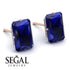 Hidden Halo Emerald Cut Sapphire Earrings - Vanessa No. 14