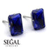 Hidden Halo Emerald Cut Sapphire Earrings - Vanessa No. 15