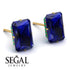 Hidden Halo Emerald Cut Sapphire Earrings - Vanessa No. 28 image 3