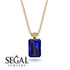 Hidden Halo Emerald Cut Sapphire Necklace - Vanessa No. 28