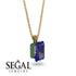 Hidden Halo Emerald Cut Sapphire Necklace - Vanessa No. 28