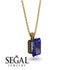 Hidden Halo Emerald Cut Sapphire Necklace - Vanessa No. 43