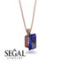 Hidden Halo Emerald Cut Sapphire Necklace - Vanessa No. 59