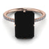 Hidden Halo Emerald Cut Black Diamond Engagement Ring - Vanessa No. 8