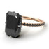 Two Tones Hidden Halo Emerald Cut Black Diamond Engagement Ring - Vanessa No. 81