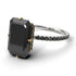 Two Tones Hidden Halo Emerald Cut Black Diamond Engagement Ring - Vanessa No. 80