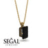 Hidden Halo Emerald Cut Black Diamond Necklace - Vanessa No. 37