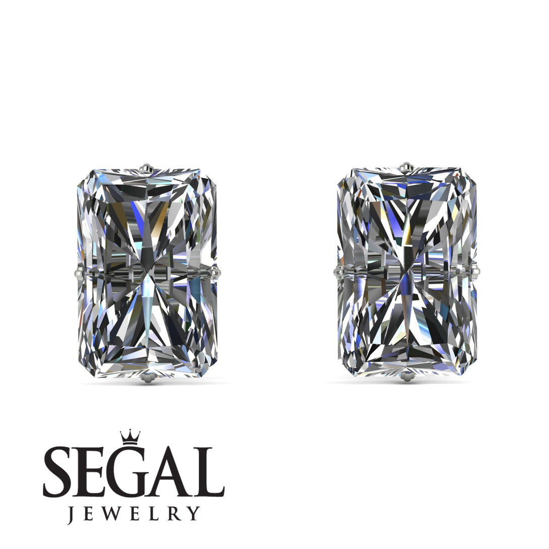 Hidden Halo Emerald Cut Diamond Earrings - Vanessa No. 18