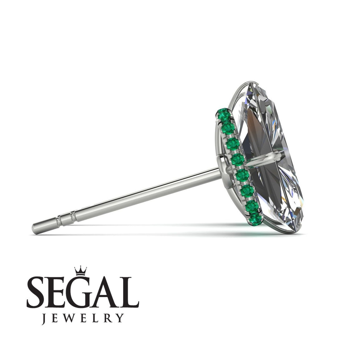 Hidden Halo Emerald Cut Diamond Earrings - Vanessa No. 18