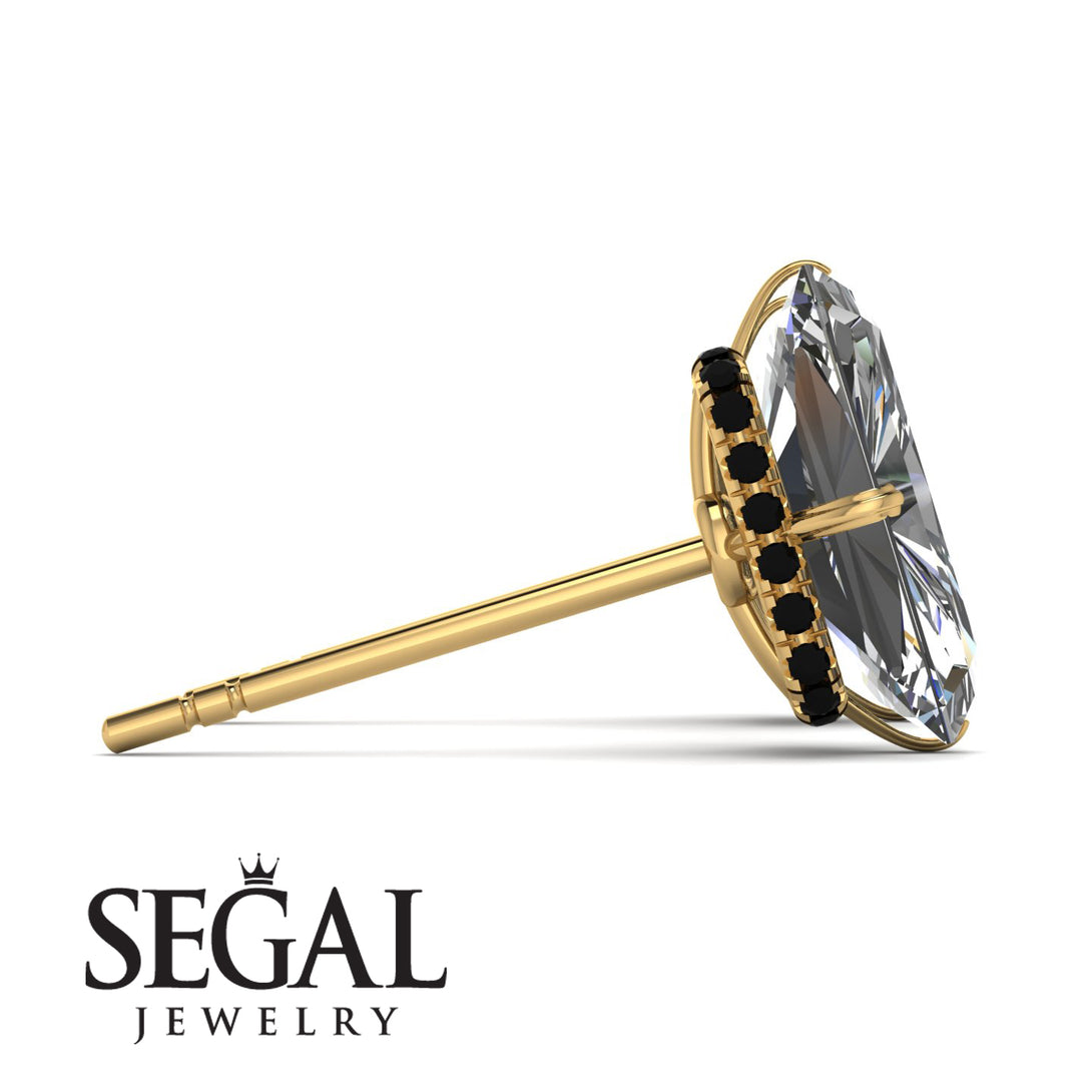 Hidden Halo Emerald Cut Diamond Earrings - Vanessa No. 31