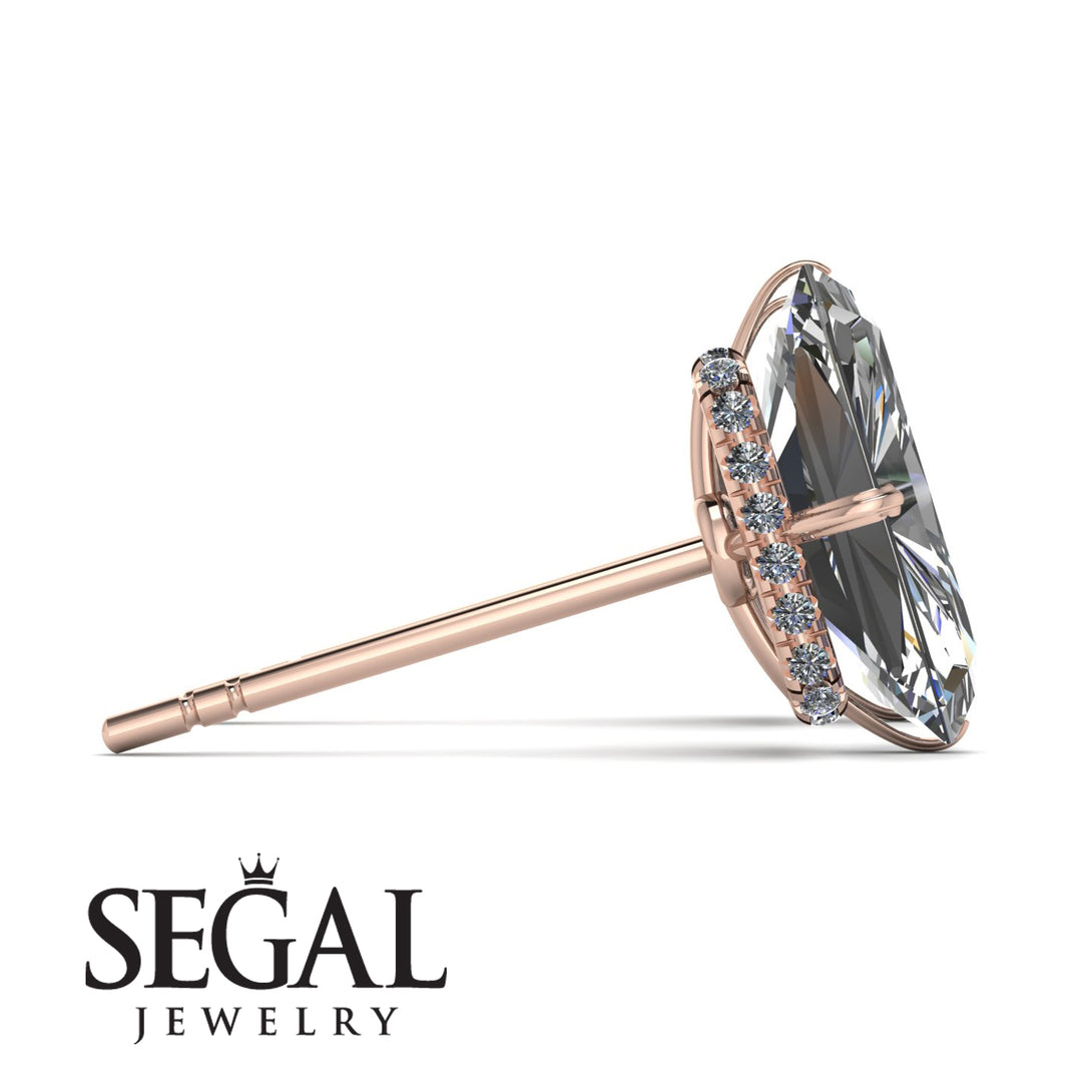 Hidden Halo Emerald Cut Diamond Earrings - Vanessa No. 2