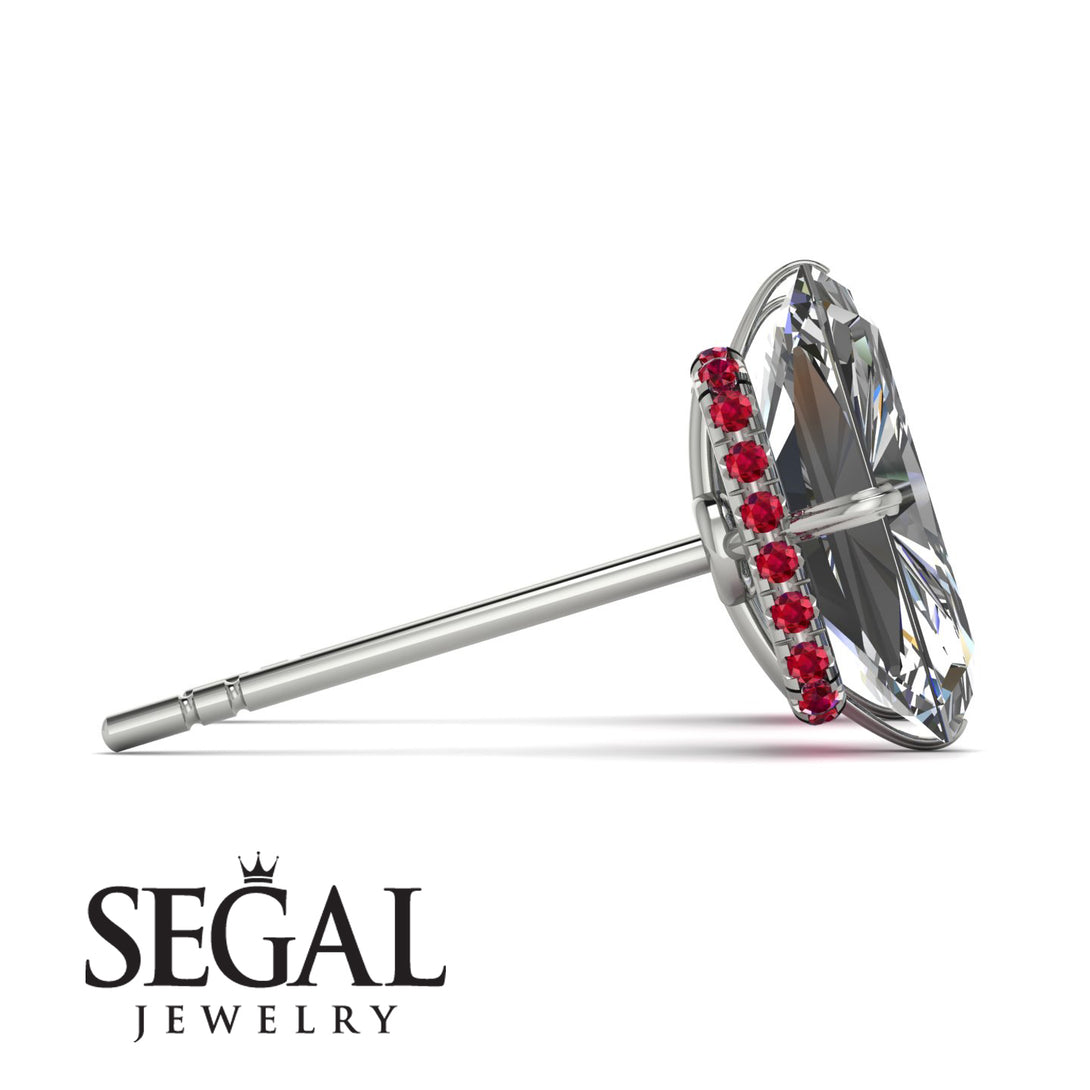 Hidden Halo Emerald Cut Diamond Earrings - Vanessa No. 48