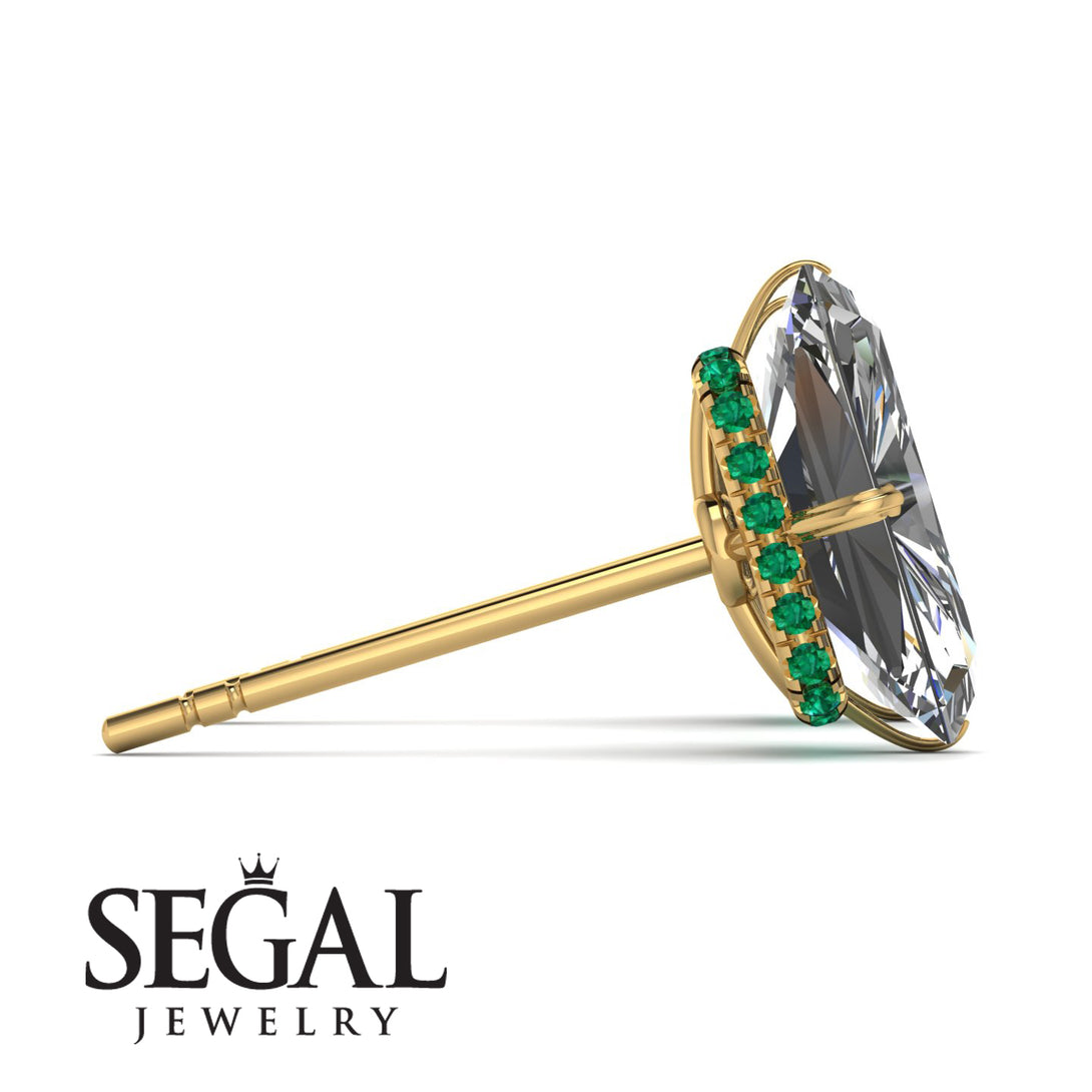 Hidden Halo Emerald Cut Diamond Earrings - Vanessa No. 16