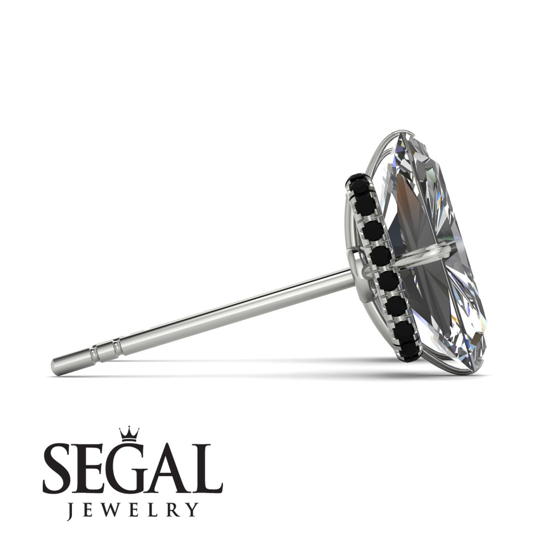 Hidden Halo Emerald Cut Diamond Earrings - Vanessa No. 33