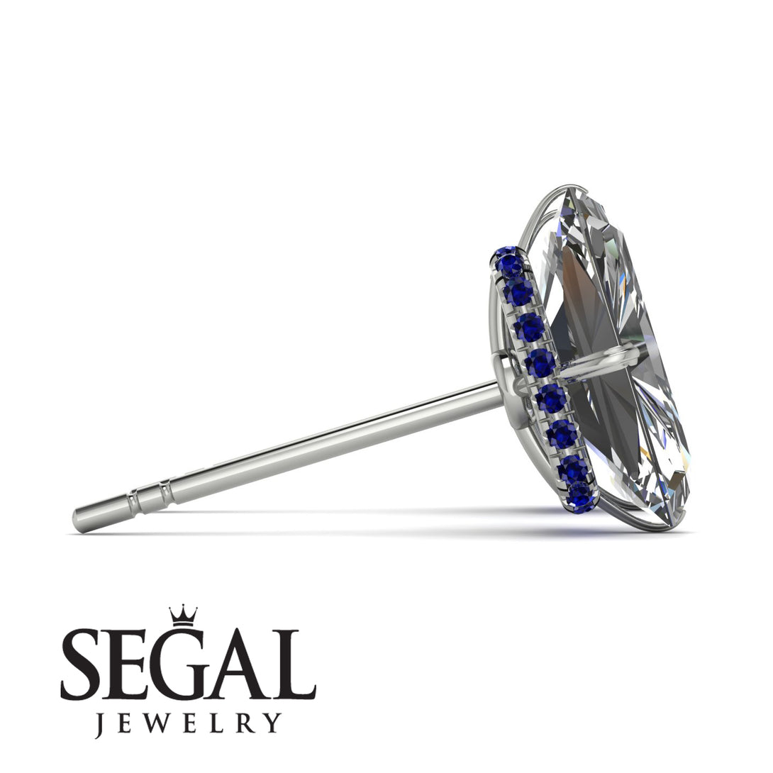Hidden Halo Emerald Cut Diamond Earrings - Vanessa No. 63