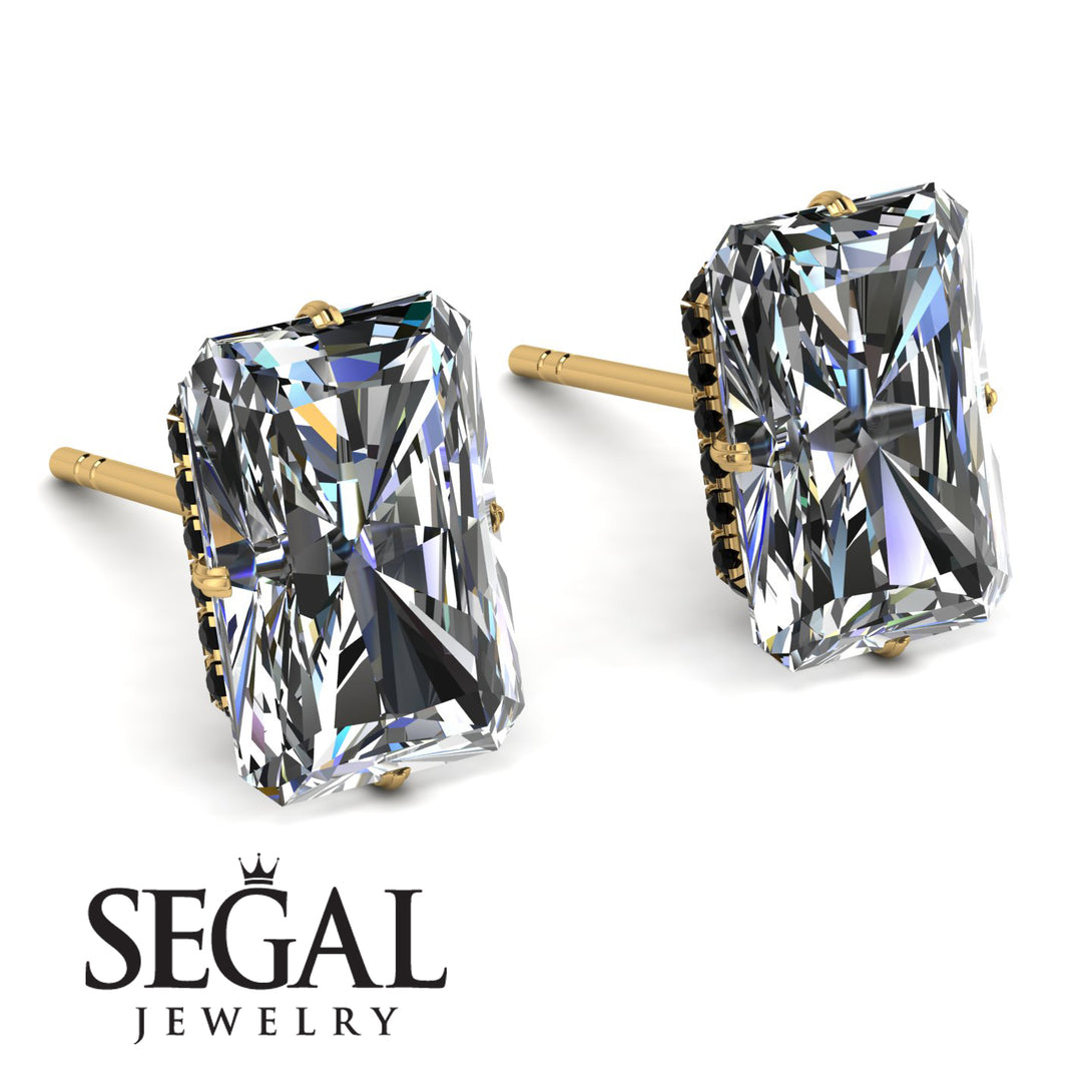 Hidden Halo Emerald Cut Diamond Earrings - Vanessa No. 31