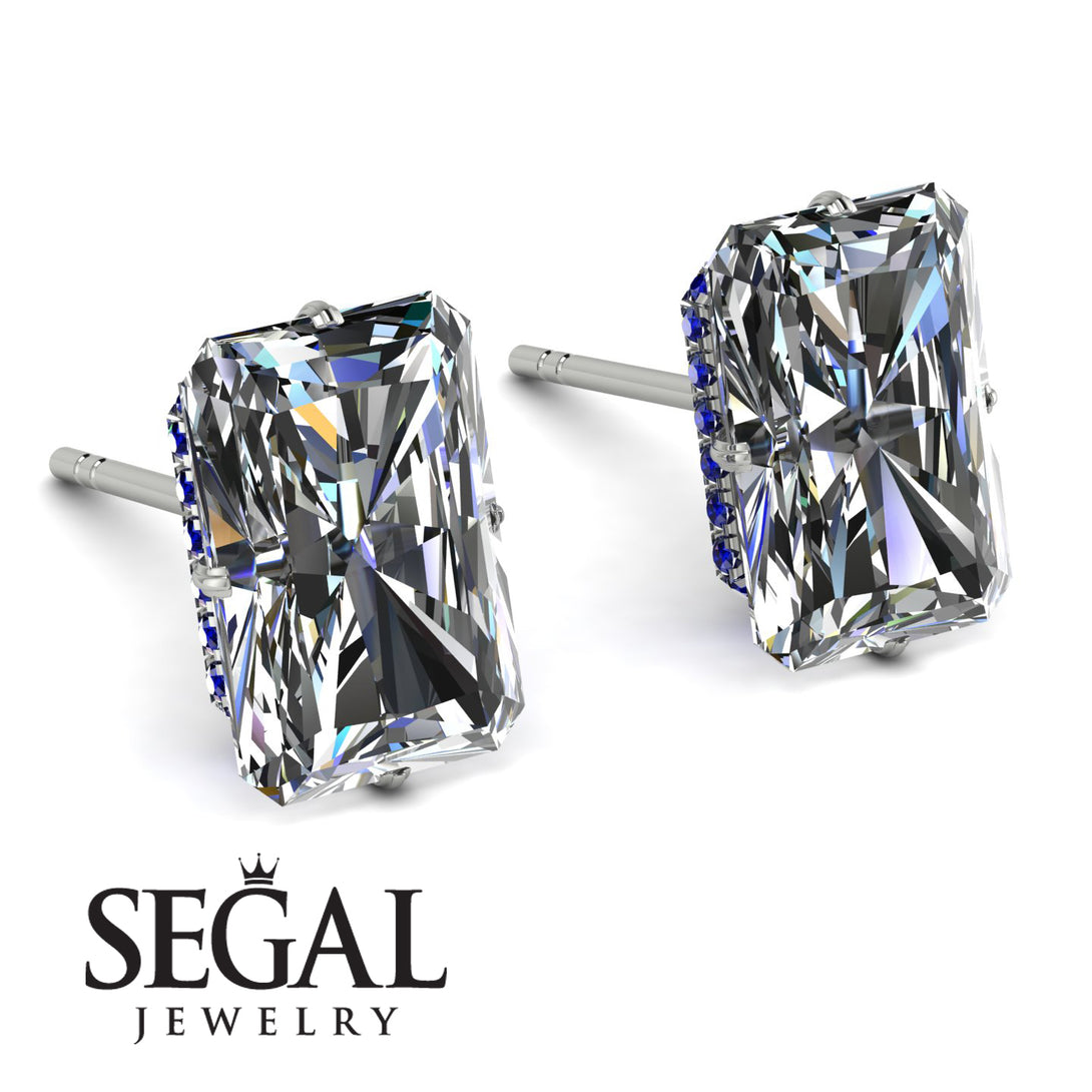 Hidden Halo Emerald Cut Diamond Earrings - Vanessa No. 63