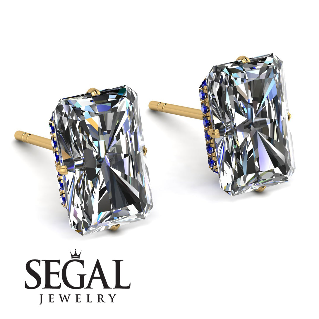 Hidden Halo Emerald Cut Diamond Earrings - Vanessa No. 61