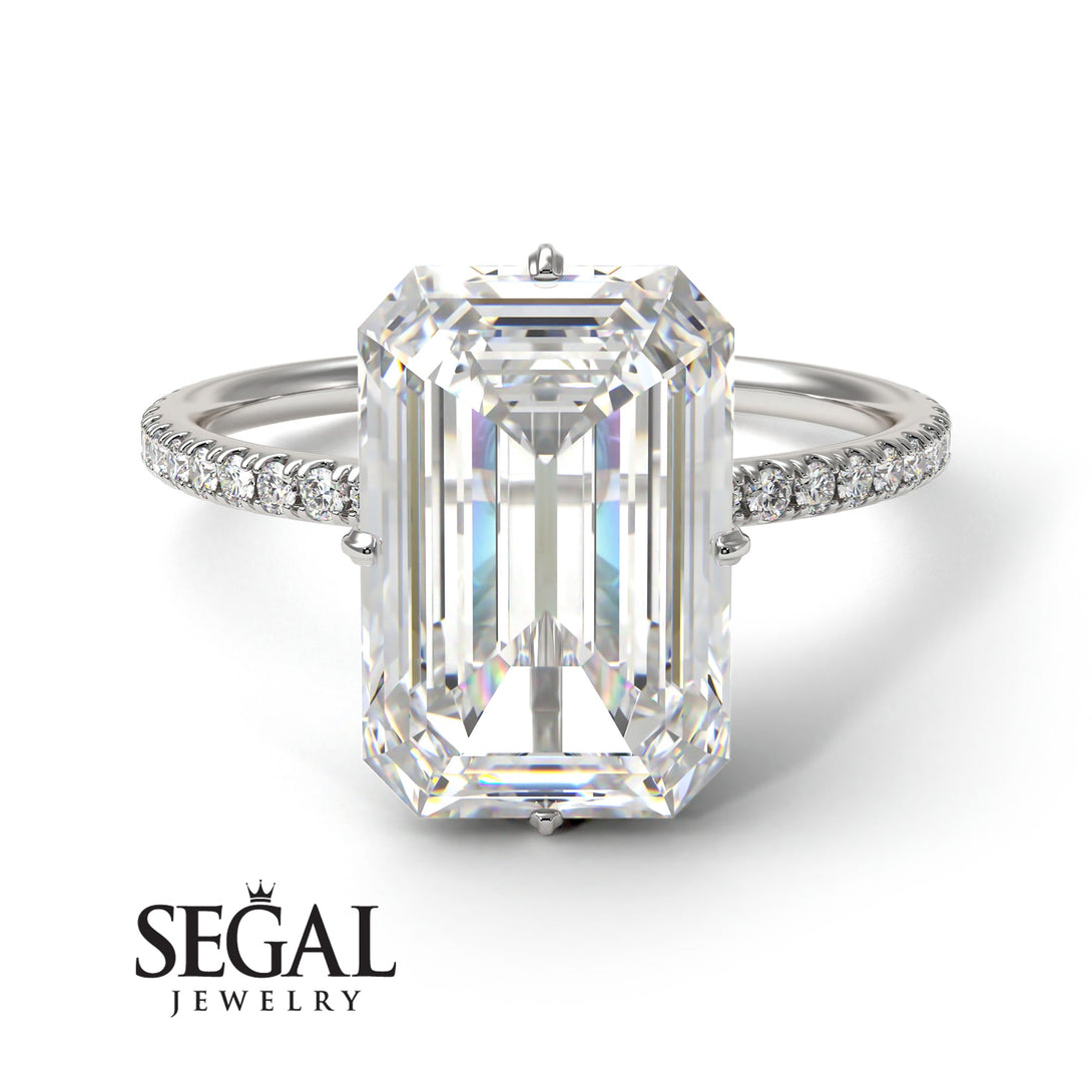 Chad's Custom Hidden Halo Emerald Cut Diamond Engagement Ring - Vanessa No. 3
