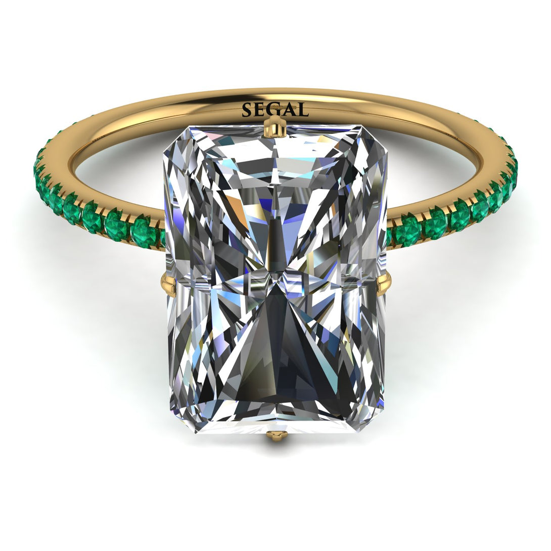 Hidden Halo Emerald Cut Diamond Engagement Ring - Vanessa No. 16