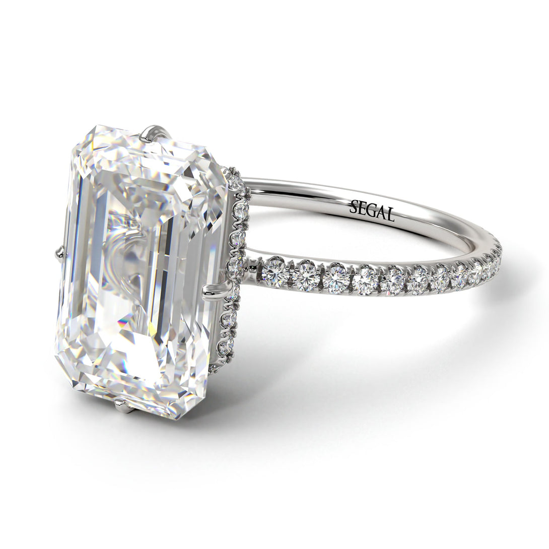 Chad's Custom Hidden Halo Emerald Cut Diamond Engagement Ring - Vanessa No. 3