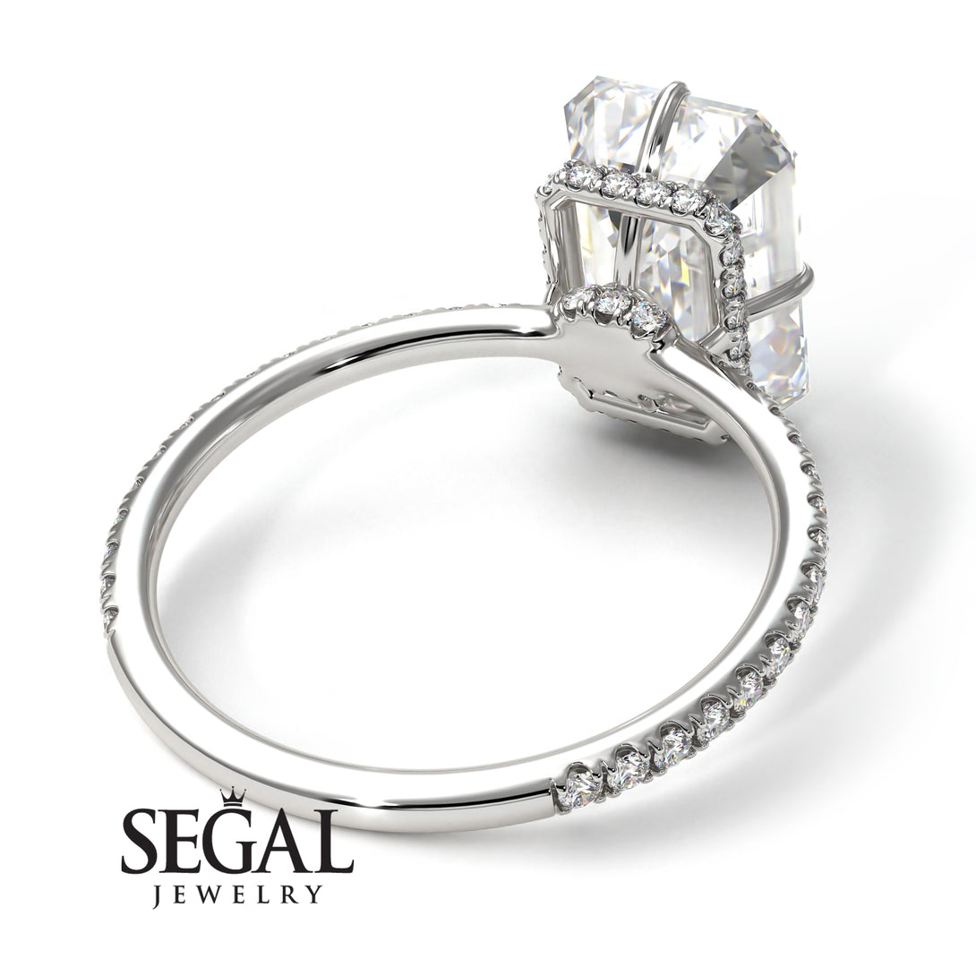 Hidden Halo Emerald Cut Diamond Engagement Ring - Vanessa No. 3