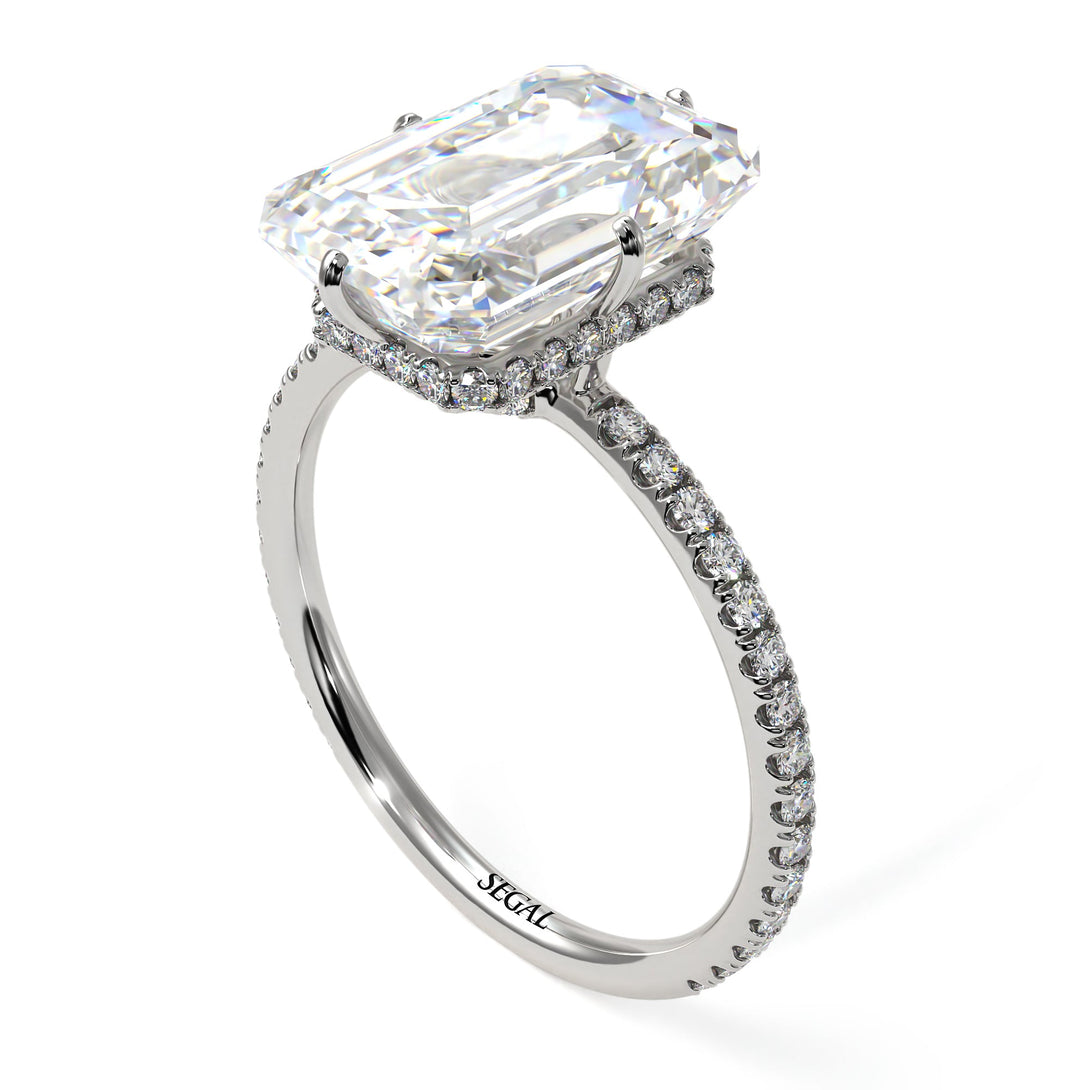 Chad's Custom Hidden Halo Emerald Cut Diamond Engagement Ring - Vanessa No. 3