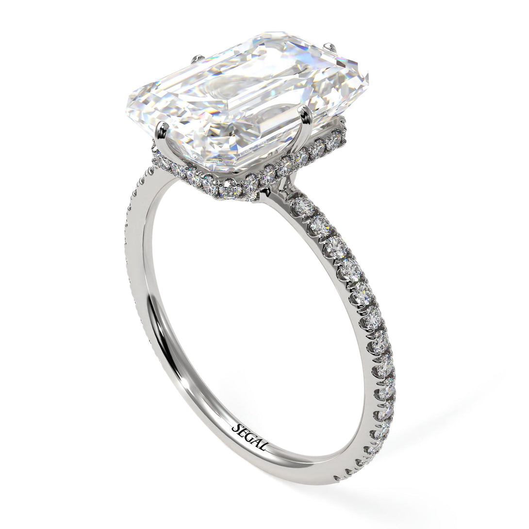 Meredith 's Custom Hidden Halo Emerald Cut Diamond Engagement Ring - Vanessa No. 300