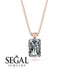 Hidden Halo Emerald Cut Diamond Necklace - Vanessa No. 47