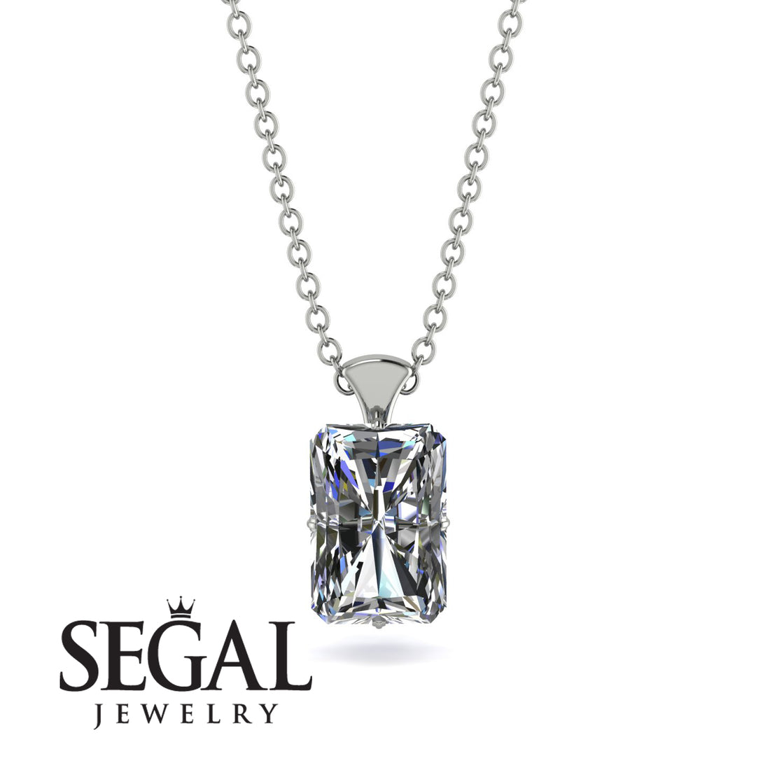 Hidden Halo Emerald Cut Diamond Necklace - Vanessa No. 63