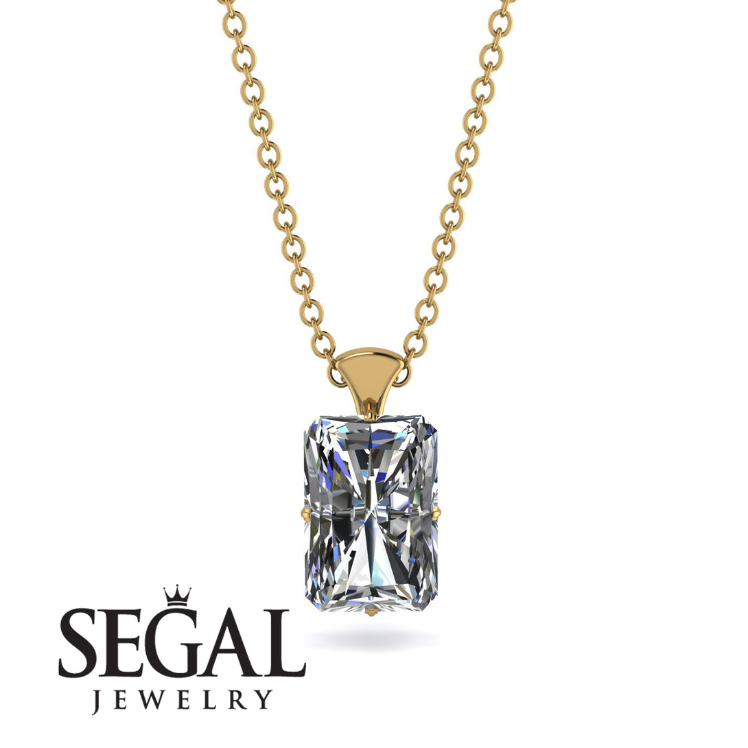 Hidden Halo Emerald Cut Diamond Necklace - Vanessa No. 61