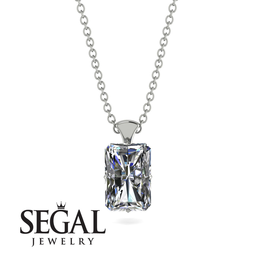 Hidden Halo Emerald Cut Diamond Necklace - Vanessa No. 3