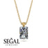 Hidden Halo Emerald Cut Diamond Necklace - Vanessa No. 31