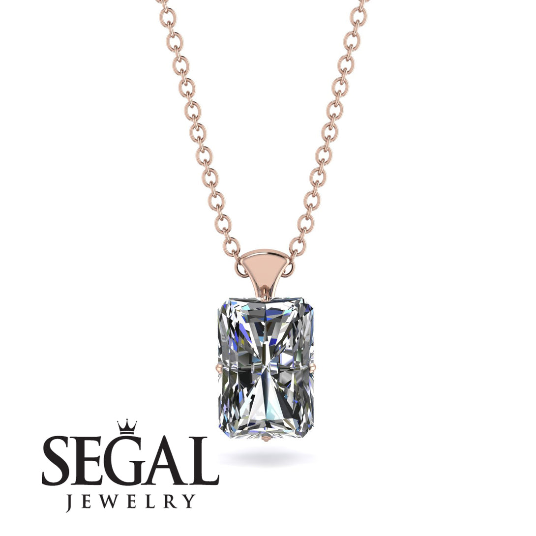 Hidden Halo Emerald Cut Diamond Necklace - Vanessa No. 62