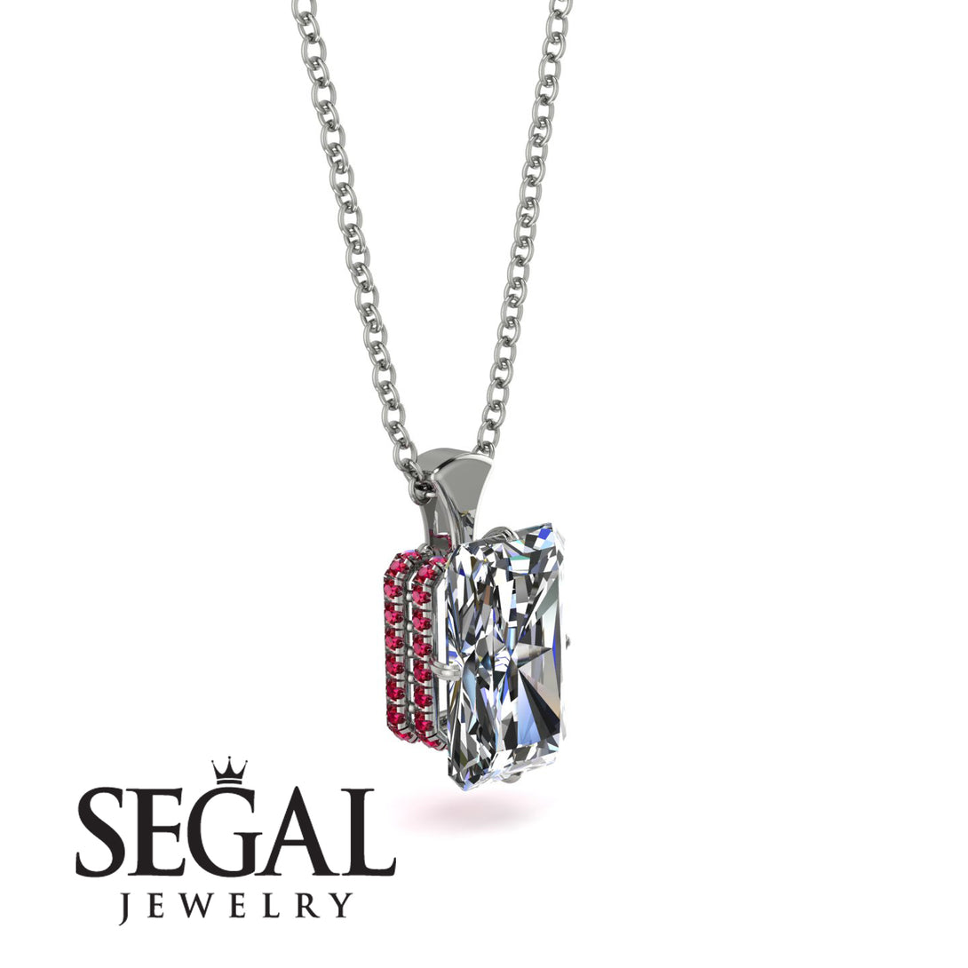 Hidden Halo Emerald Cut Diamond Necklace - Vanessa No. 48