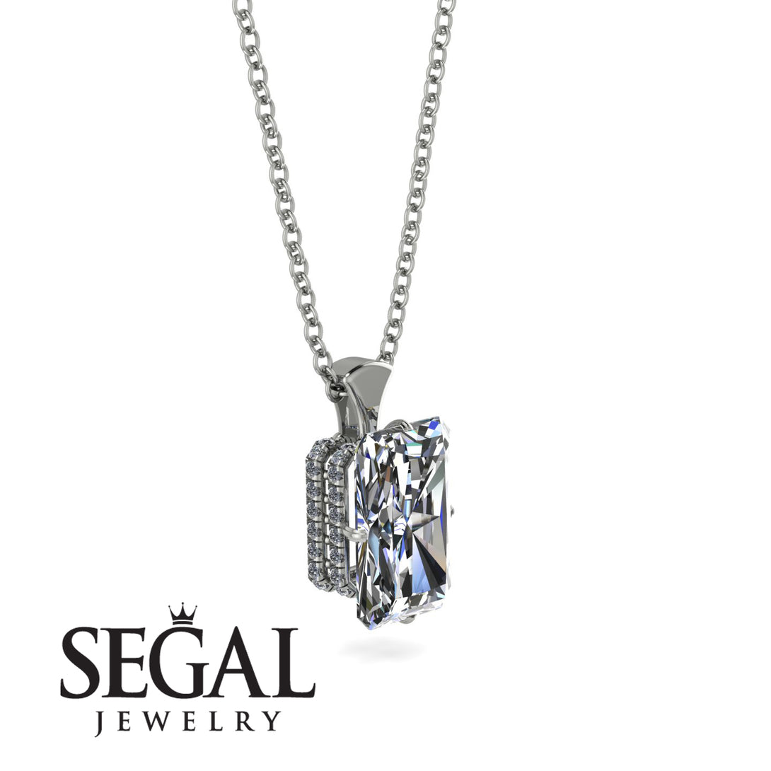 Hidden Halo Emerald Cut Diamond Necklace - Vanessa No. 3