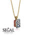 Hidden Halo Emerald Cut Diamond Necklace - Vanessa No. 46