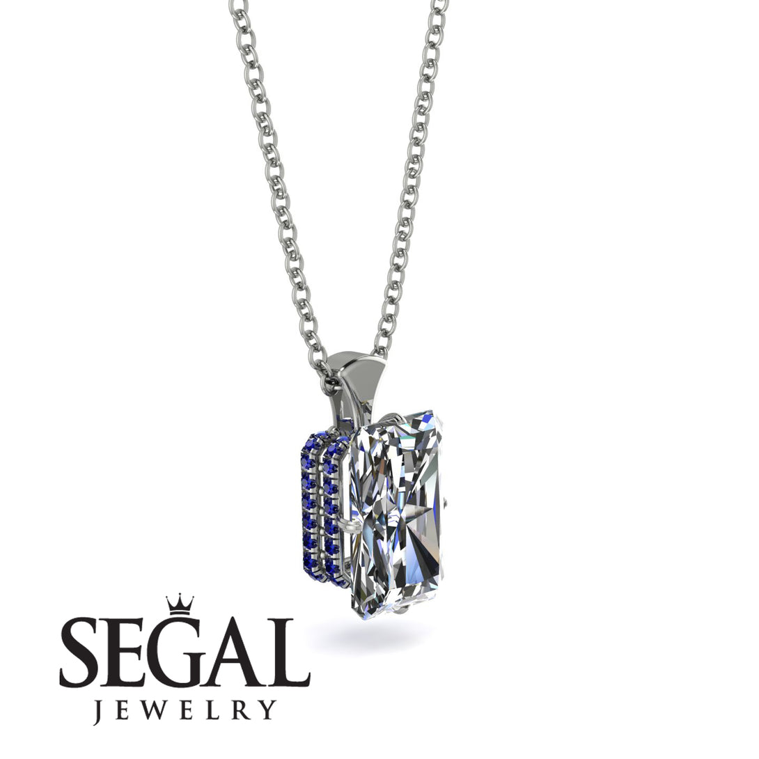 Hidden Halo Emerald Cut Diamond Necklace - Vanessa No. 63