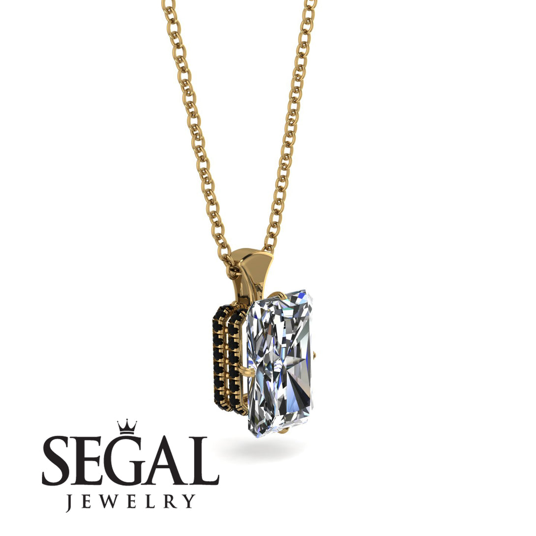Hidden Halo Emerald Cut Diamond Necklace - Vanessa No. 31