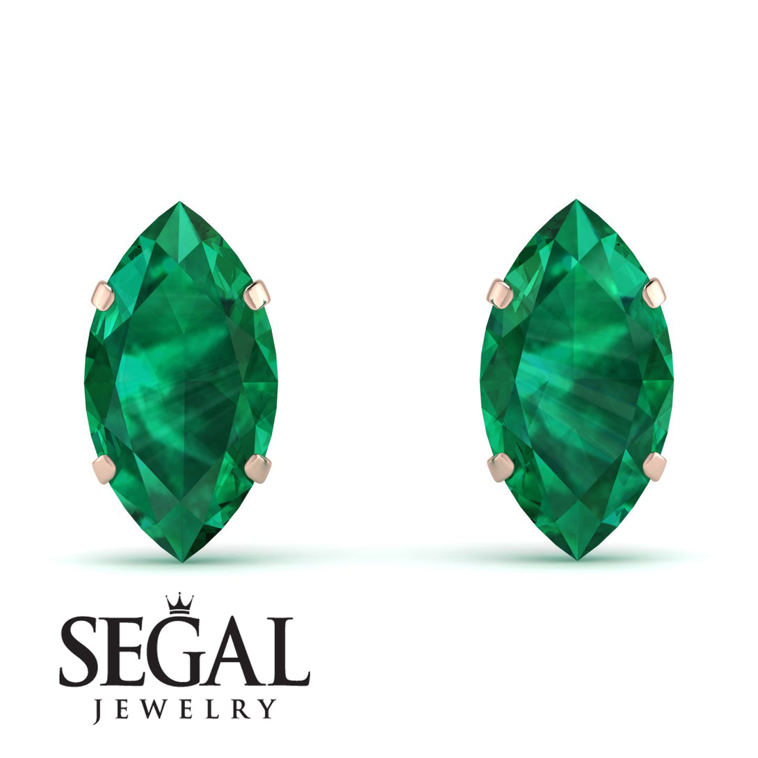 Hidden Halo Marquise Emerald Earrings - Journey No. 35