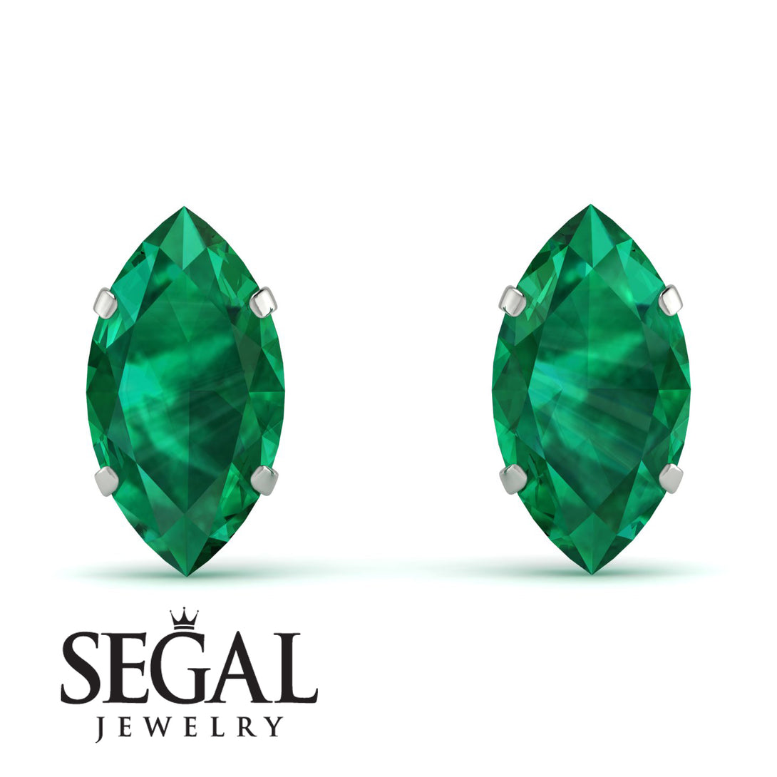 Hidden Halo Marquise Emerald Earrings - Journey No. 51